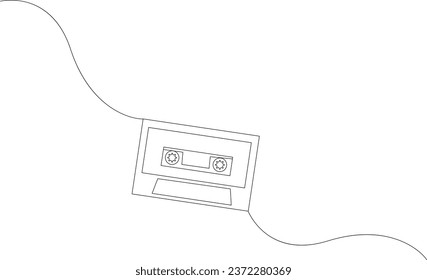 Audio Cassette Tape Line Art Illustration , Isolated Vector