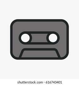 Audio Cassette Tape Minimal Color Flat Line Stroke Icon Pictogram Symbol Illustration