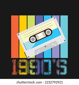 audio cassette with tape, print vector