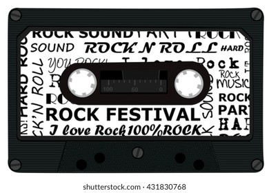 Audio cassette tape with rock music