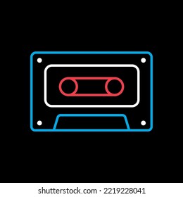 Audio cassette tape vector on black background icon. Music sign. Graph symbol for music and sound web site and apps design, logo, app, UI