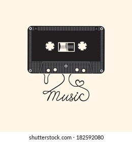 Audio cassette. Vector background.  EPS-10 (non transparent elements,non gradient).