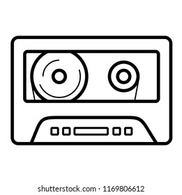 Audio cassette. Vector flat outline icon illustration isolated on white background.