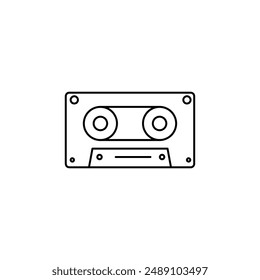 Audio cassette vector icon. Cassette tape sign flat linear illustration for web and app on white background..eps