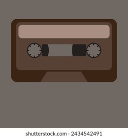 Audio cassette vector illustration. Audio cassette, shape. Retro illustration. Design, object, place for text, tape, music. Isolated object, monochrome, stylish, trendy. T-shirt, fashion, clothing