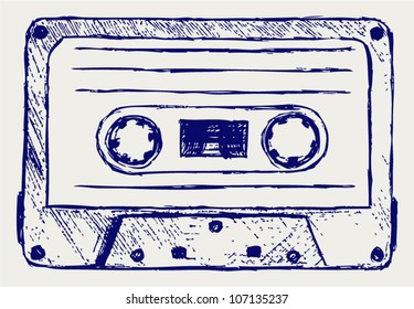 Audio cassette. Vector sketch