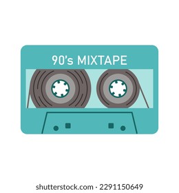 Audiokassette. Vintage Tech 90er und 80er Jahre . Retro-Liedband. Einzige Vektorgrafik im flachen Cartoon-Stil.