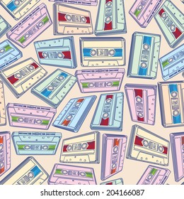 Audio cassettes seamless pattern