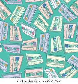 Audio cassettes seamless pattern