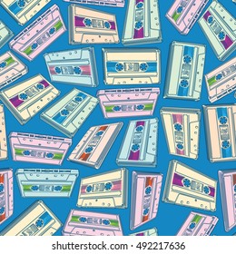 Audio cassettes seamless pattern