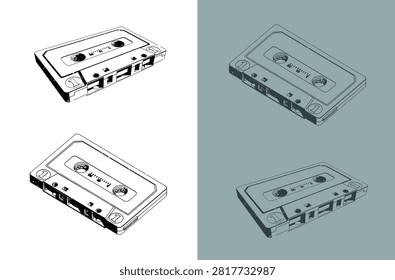 Audio cassettes stylized as