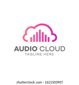 Audio cloud logo concept, Sound wave logo, Sound wave icons set, Music waves symbols, Audio logo template, Voice equalizer symbols