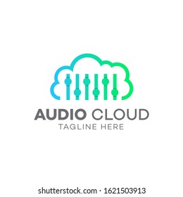 Audio cloud logo concept, Sound wave logo, Sound wave icons set, Music waves symbols, Audio logo template, Voice equalizer symbols
