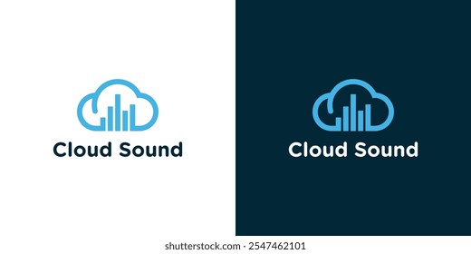 Audio cloud logo concept, Sound wave logo, Sound wave icons set,  Audio logo template