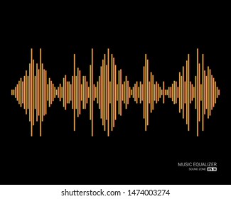 Audio color wave logo. Pulse music player on black