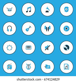 Audio Colorful Icons Set. Collection Of Playlist, Folder, Gramophone And Other Elements. Also Includes Symbols Such As Cd, Button, Musical.