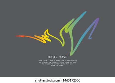 Audio colorful wave logo on grey background. Rainbow Pulse music player.