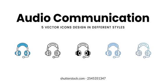 Comunicação de áudio ícones de vetor de estilo diferente ilustração de estoque de vetor