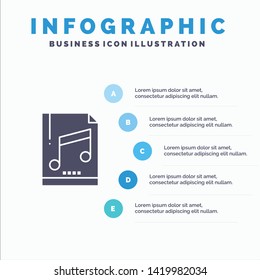 Audio, Computer, File, Mp3, Sample Solid Icon Infographics 5 Steps Presentation Background