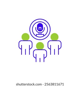 Audio Conference Two Tone Color Icon. linear style sign for mobile concept and web design. Outline vector icon.