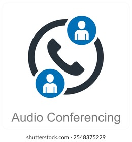 Conceito de ícone de audioconferência e conferência