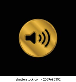 Audio Control Button Gold Plated Metalic Icon Or Logo Vector