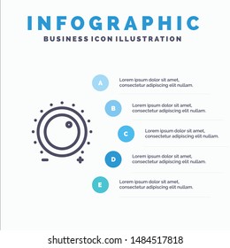 Audio, Control, Gain, Level, Sound Line icon with 5 steps presentation infographics Background. Vector Icon Template background