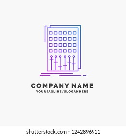 Audio, control, mix, mixer, studio Purple Business Logo Template. Place for Tagline