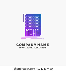 Audio, control, mix, mixer, studio Purple Business Logo Template. Place for Tagline.