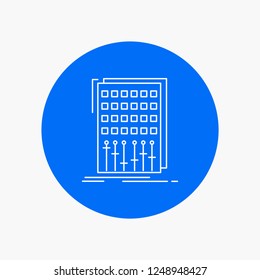 Audio, control, mix, mixer, studio White Line Icon in Circle background. vector icon illustration