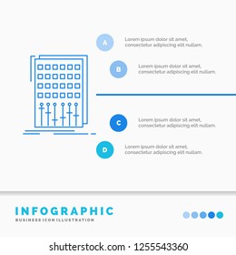 Audio, control, mix, mixer, studio Infographics Template for Website and Presentation. Line Blue icon infographic style vector illustration