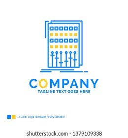 Audio, control, mix, mixer, studio Blue Yellow Business Logo template. Creative Design Template Place for Tagline.