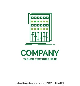 Audio, control, mix, mixer, studio Flat Business Logo template. Creative Green Brand Name Design.