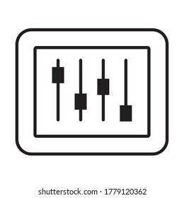 Audio-Control-Panel-Symbol auf weißem Hintergrund, Linienstil, Vektorgrafik
