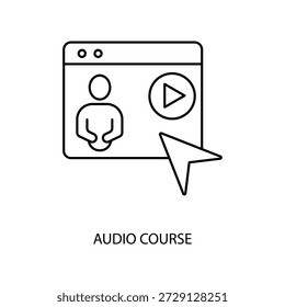 Ícone de linha de conceito de curso de áudio. Ilustração de elemento simples. design de símbolo de esboço de conceito de curso de áudio.