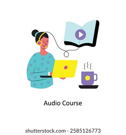 Audio Course Concept vector illustration.  isolated on white Background. 