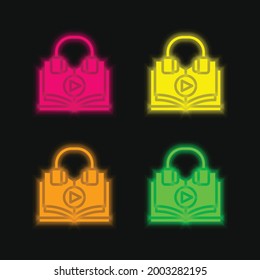 Icono de vector neonato brillante de cuatro colores