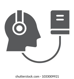 Audio Course glyph icon, e learning and education, audio book sign vector graphics, a solid pattern on a white background, eps 10.