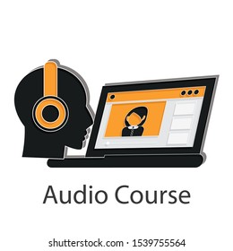 Audio course icon concept. Creative idea design for template, web page, or presentation. Flat vector illustration use for your project.