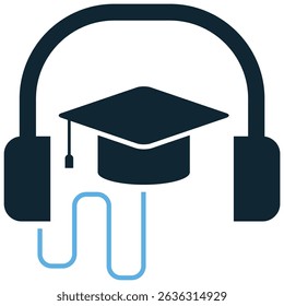 Audio course icon vector for spoken class or learning by sound. Ideal for podcast-based study, voice lessons, and online audio teaching material.