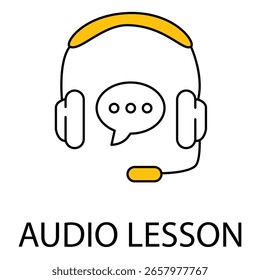 Audio Course Learning Vector Icon With Headphones