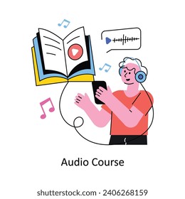 Audio Course vector Filled outline Design illustration. Symbol on White background EPS 10 File 