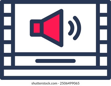 Audio description Line Half Filled Vector Icon Design