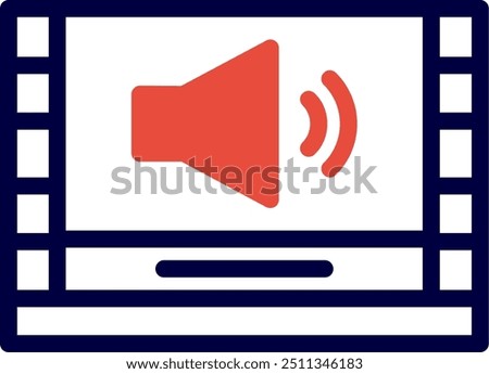 Audio description Line Red Filled Vector Icon Design