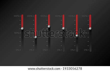 Audio device Volume control sliders on panels Graphic Element EQ with speaker symbols