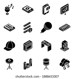 
Audio Devices Glyph Isometric Icons 
