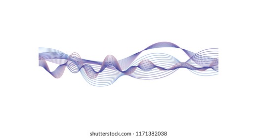 Audio digital equalizer technology, blue sound waves vector Illustration