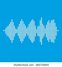 Audio digital equalizer technology icon white isolated on blue background vector illustration