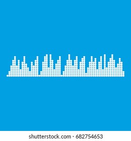 Audio digital equalizer technology icon white isolated on blue background vector illustration
