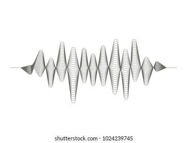 Audio digital equalizer technology. Sound pulse. Vector halftone music wave on white background.